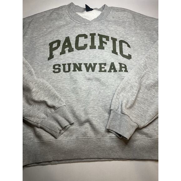 Pacific Sunwear Sweatshirt Heather Gray With Army Green Logo Men’s Small - Picture 6 of 7